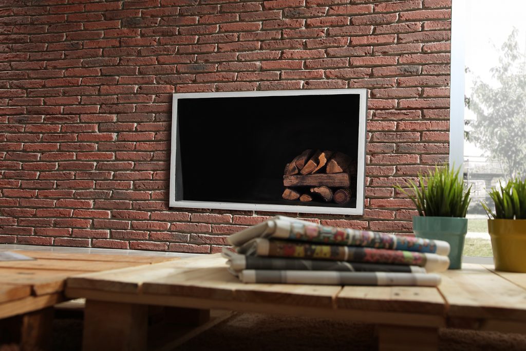 brick tv unit stone